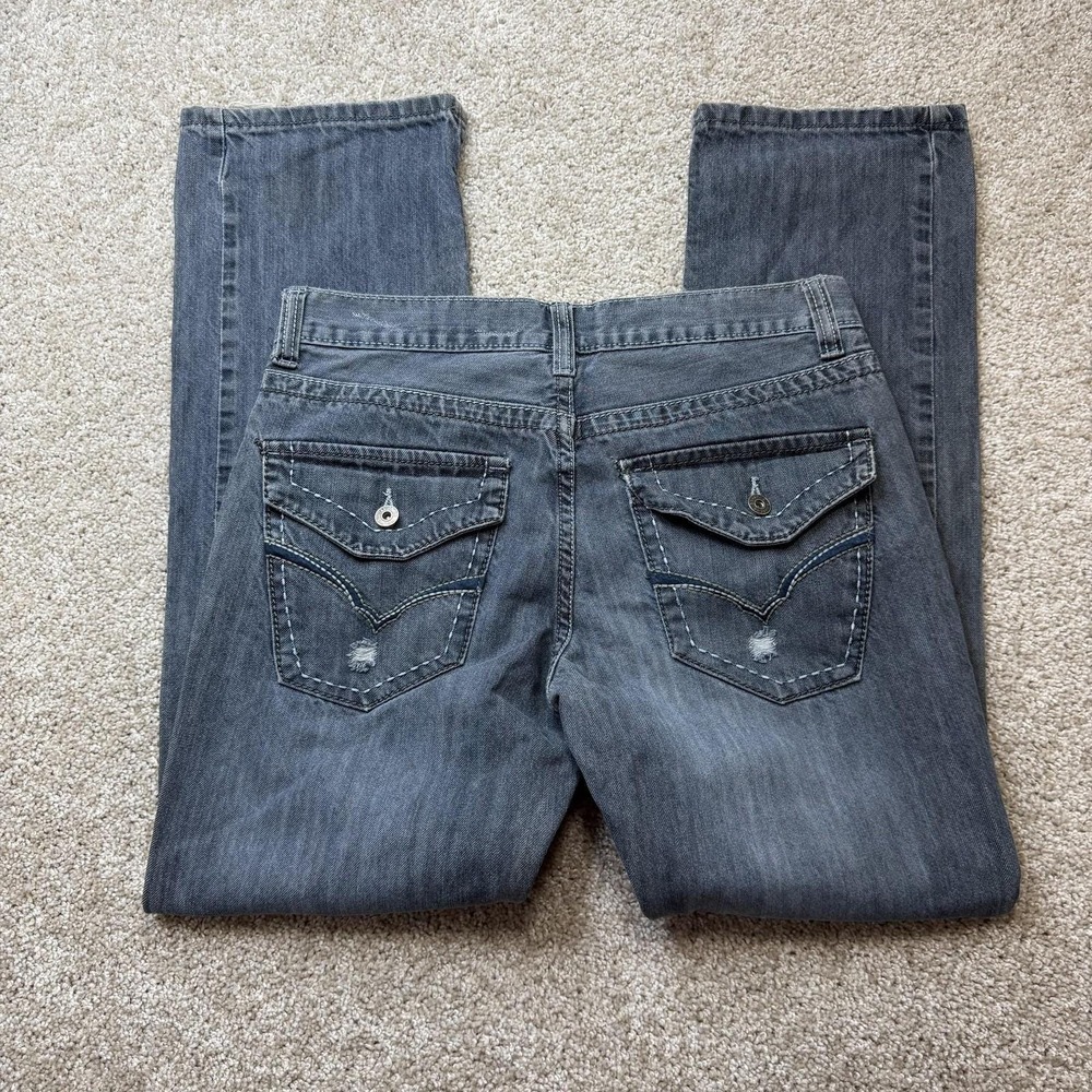Y2K Route 66 Premium Slim Straight Jeans Mens 32x32 Medium Wash Denim Distressed